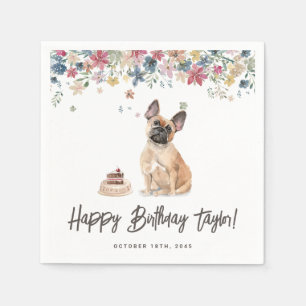 Watercolor French Bulldog Dog Birthday Party Napkin