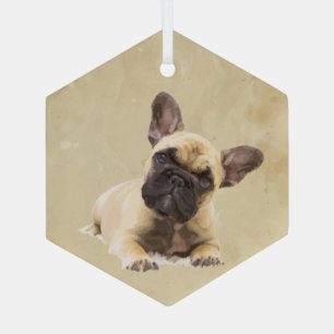 Watercolor French Bulldog Dog Pet Animal Art Glass Tree Decoration
