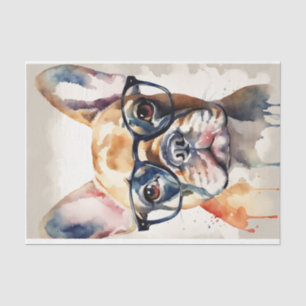 Watercolor French Bulldog in Flowers Decoupage  Tissue Paper