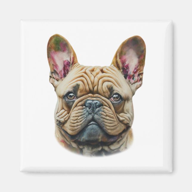 Watercolor French Bulldog Magnet (Front)