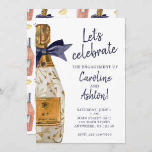 Watercolor French Champagne Party Invitation