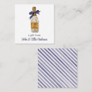 Watercolor French Champagne with a Navy Bow Gift Card