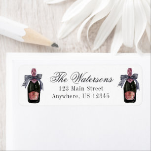 Watercolor French Champagne with a Striped Bow