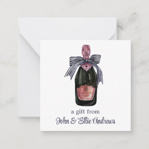 Watercolor French Champagne with Striped Bow Gift Card