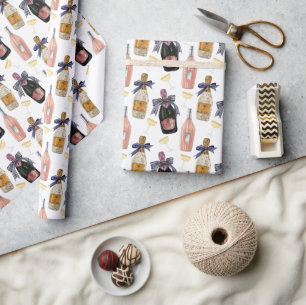 Watercolor French Champagne Wrapping Paper