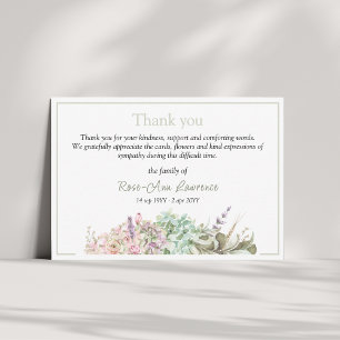 Watercolor french country flower funeral thank you card