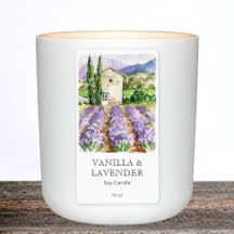 Watercolor French Lavender Farm Candle Label