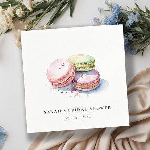 Watercolor French Macarons Bakery Bridal Shower Napkin