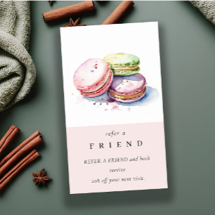 Watercolor French Macarons Bakery Refer a Friend Business Card