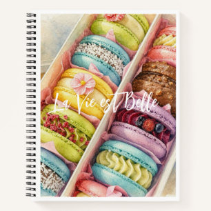 Watercolor French Macarons Box Spiral Notebook