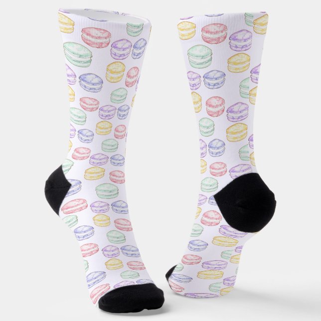Watercolor French Macarons Socks (Angled)