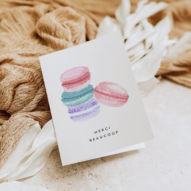 Watercolor French Macarons Thank You Card (Creator Uploaded)