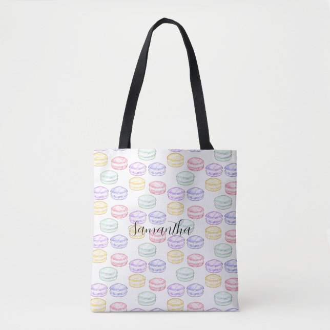 Watercolor French Macarons Tote Bag (Front)
