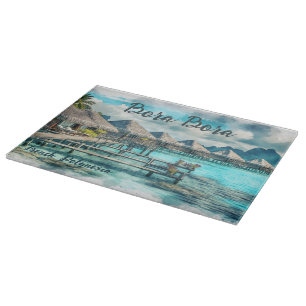 Watercolor French Polynesia Bora Bora Serenity   Cutting Board