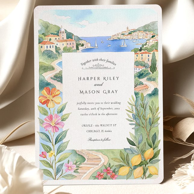 Watercolor French Riviera Wedding Invitation (Creator Uploaded)