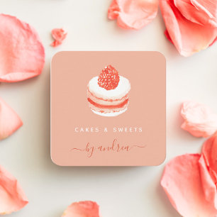 Watercolor French Sweet Cake QR Code Social Media Square Business Card