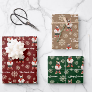 Watercolor Frenchie Snowflake Custom Christmas Wrapping Paper Sheet