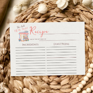 Watercolor Fresh Off Market Bridal Shower Recipe Card