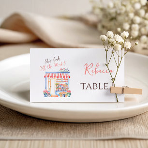 Watercolor Fresh Off Market Floral Bridal Shower Place Card