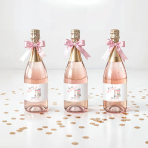 Watercolor Fresh Off Market Floral Bridal Shower Sparkling Wine Label