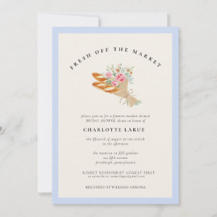 Watercolor Fresh Off the Market Bridal Shower Invitation