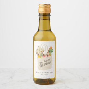 Watercolor Fresh Off the Market Bridal Shower Wine Label