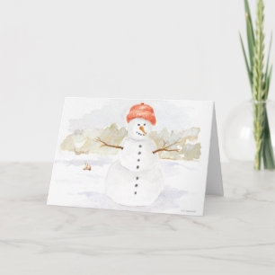 Watercolor Friendly Snowman Christmas Card