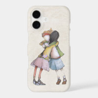 Watercolor Friends Hugging