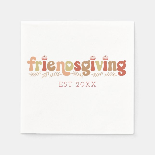 Watercolor Friendsgiving Dinner Napkins (Front)