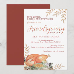 Watercolor Friendsgiving Potluck Dinner Invitation