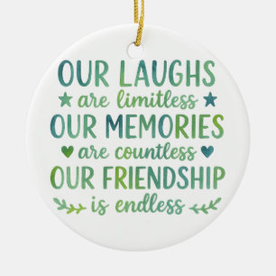 Watercolor Friendship Quote Ceramic Tree Decoration