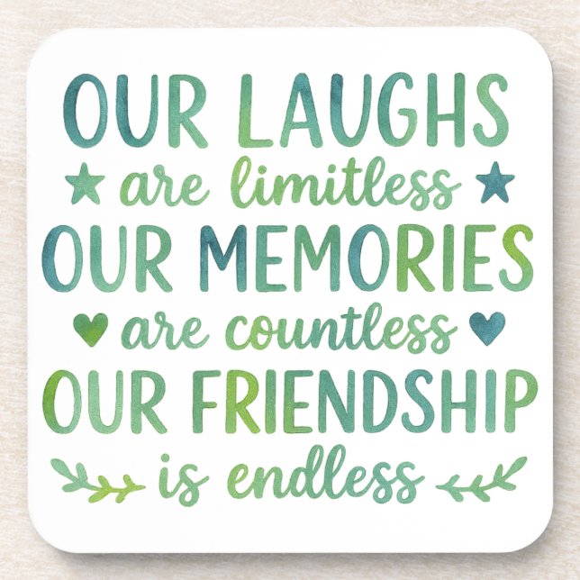 Watercolor Friendship Quote Coaster (Front)
