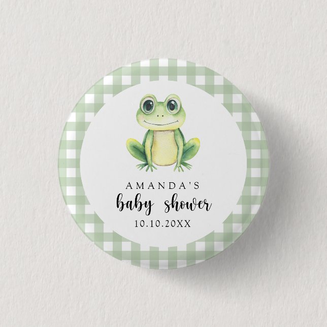 Watercolor Frog Baby Shower 3 Cm Round Badge (Front)