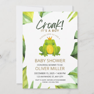Watercolor Frog Baby Shower Invitation