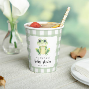 Watercolor Frog Baby Shower Paper Cups