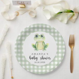 Watercolor Frog Baby Shower Paper Plate