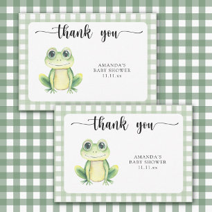 watercolor frog baby shower thank you card