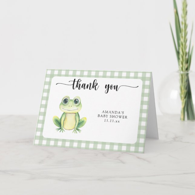 watercolor frog baby shower thank you card (Front)