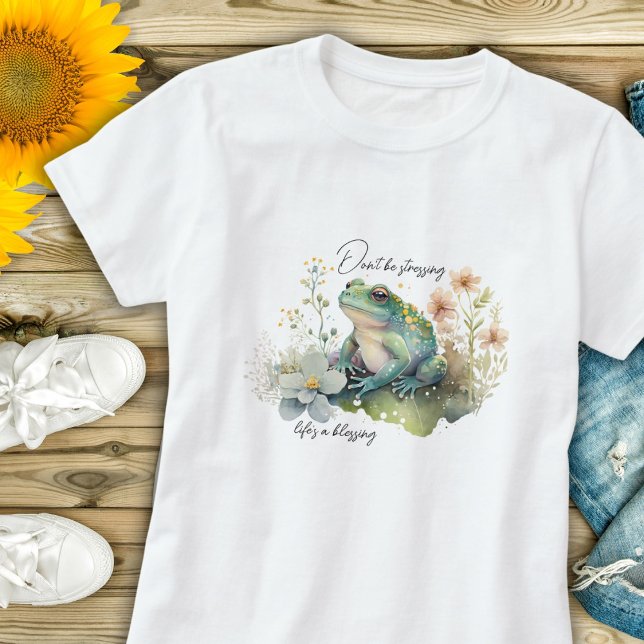 Watercolor Frog Don't Be Stressing T-Shirt (Creator Uploaded)