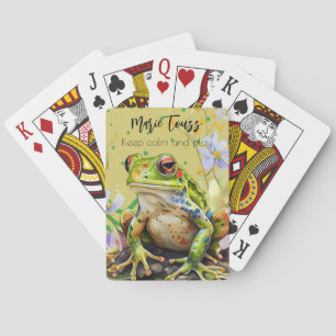 Watercolor Frog Funny Custom Text & Name Playing Cards