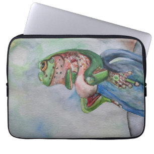 Watercolor Frog Neoprene Laptop Sleeve 13"