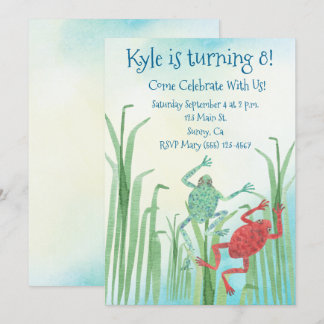 Watercolor Frogs Birthday Invitation