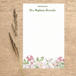 Watercolor From The Desk Of Flower Border Sticky Post-it Notes