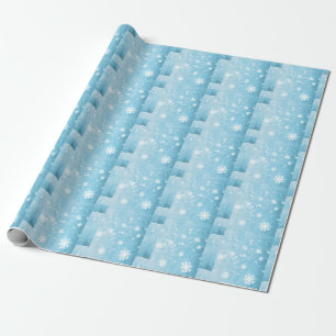 Watercolor Frost Snowflake Blue Ice Design Wrapping Paper