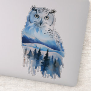 Watercolor Frozen Tundra Snowy Owl