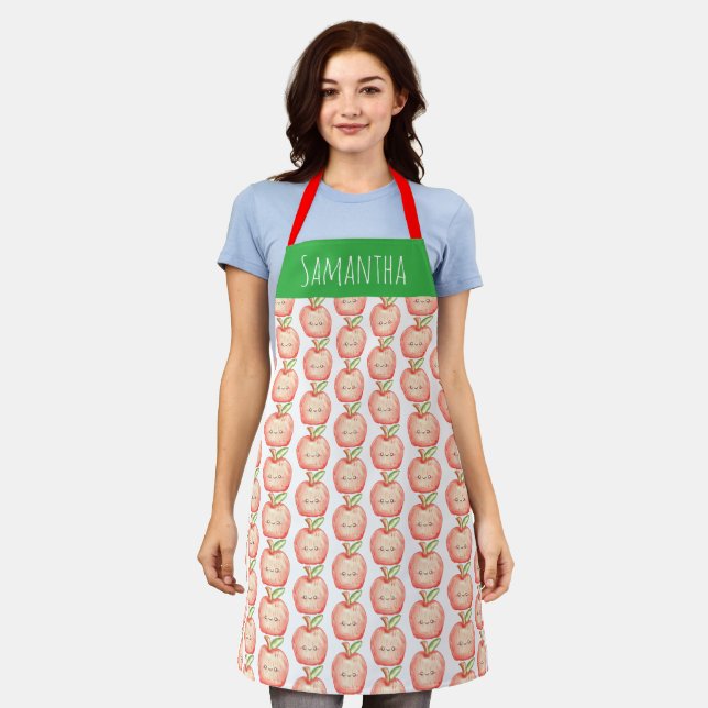  Watercolor Fruit Apple Apron (Worn)