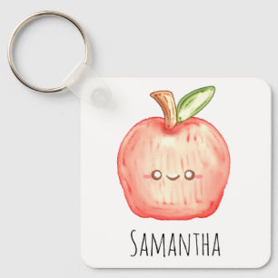 Watercolor Fruit Apple Key Ring