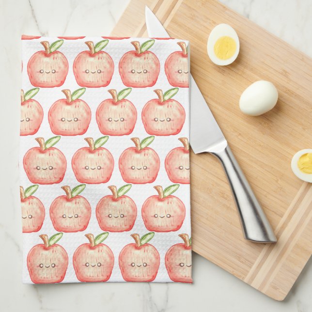  Watercolor Fruit Apple Tea Towel (Quarter Fold)