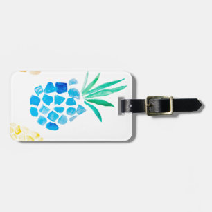 Watercolor fruit  blue pineapple luggage tag