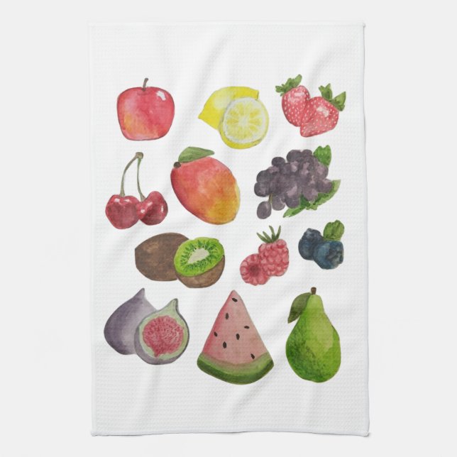 Watercolor Fruit Kitchen Towel (Vertical)